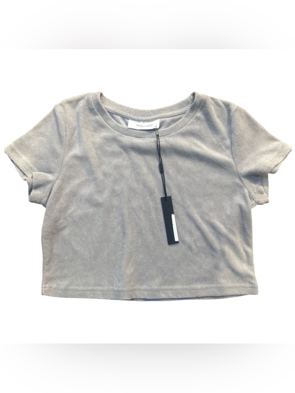 Myra Swim Elvi Top Oxford Gray Terry Cropped Tee Cover Up, size XS NWT